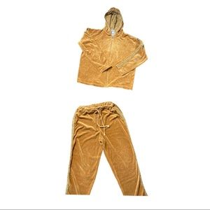 Tow piece vintage track suit, cheep print velvet